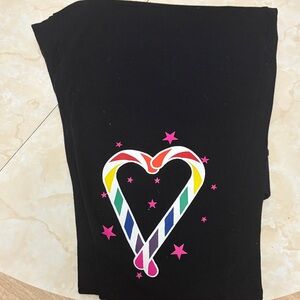Torrid Black Leggings with Rainbow Candy Cane Heart